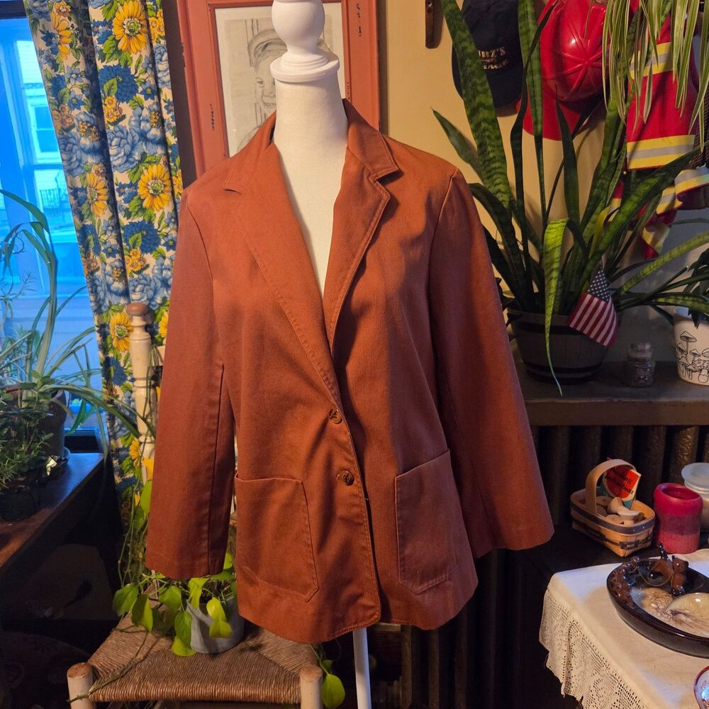 Vintage 70s 80s Ship’n Shore Inner Visions Rust Blazer Jacket Size Medium